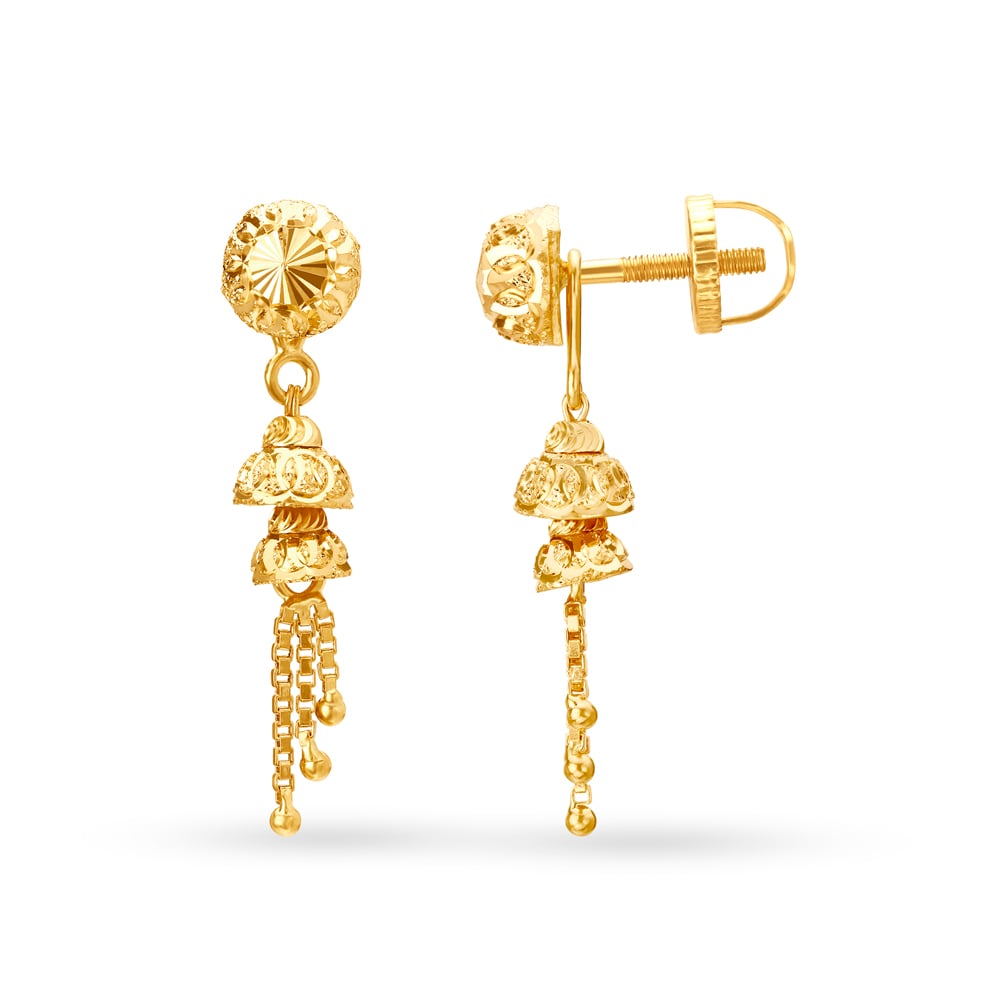 Contemporary Lustrous Gold Jhumkas,,hi-res image number null