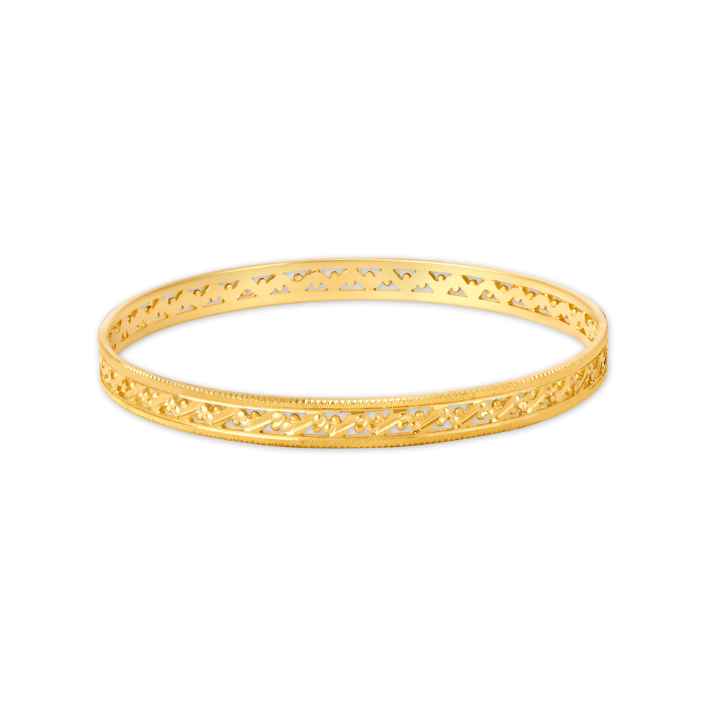 Resplendent Yellow Gold Carved Bangles,,hi-res image number null