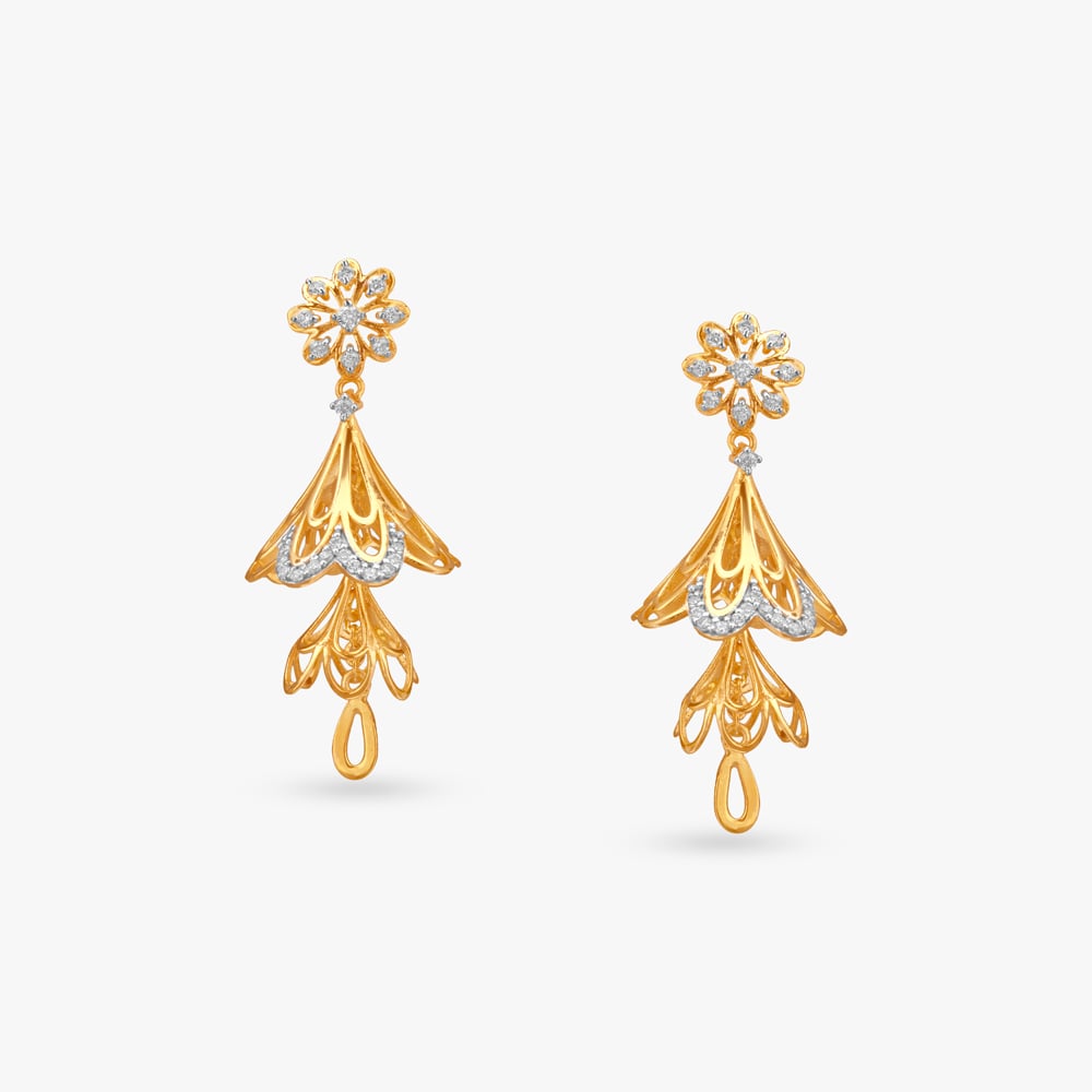

Floral Cascade Gold Drop Earrings
