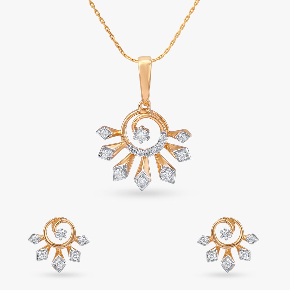 

Radiant Bloom Diamond Pendant and Earrings Set