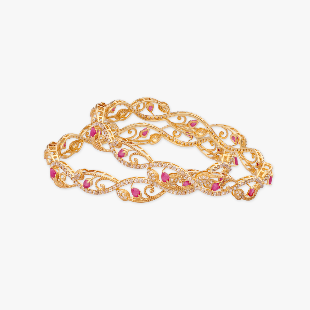 Twining Grace Gold Bangles,,hi-res image number null