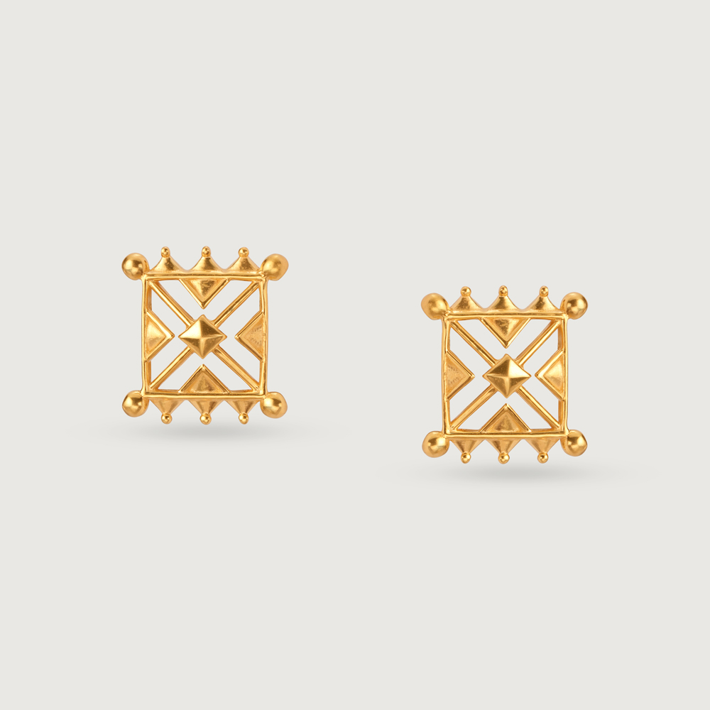 Warli Wonder 22KT Gold Stud Earrings,,hi-res image number null