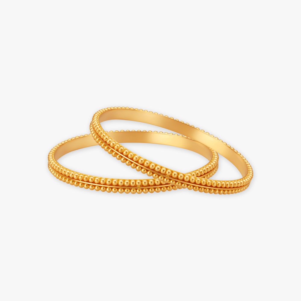 Graceful Beaded Gold Bangles,,hi-res image number null