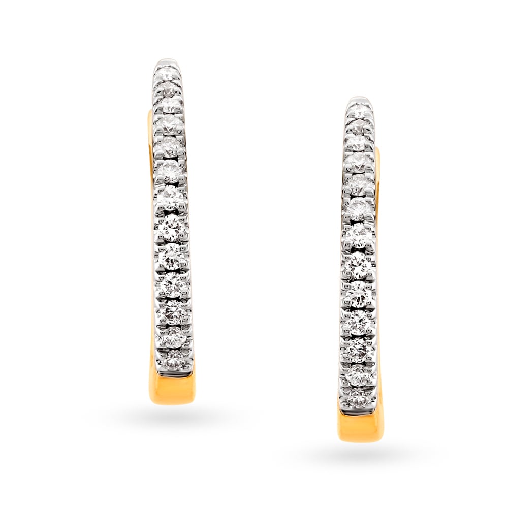 Sleek Diamond and Gold Hoop Earrings,,hi-res image number null