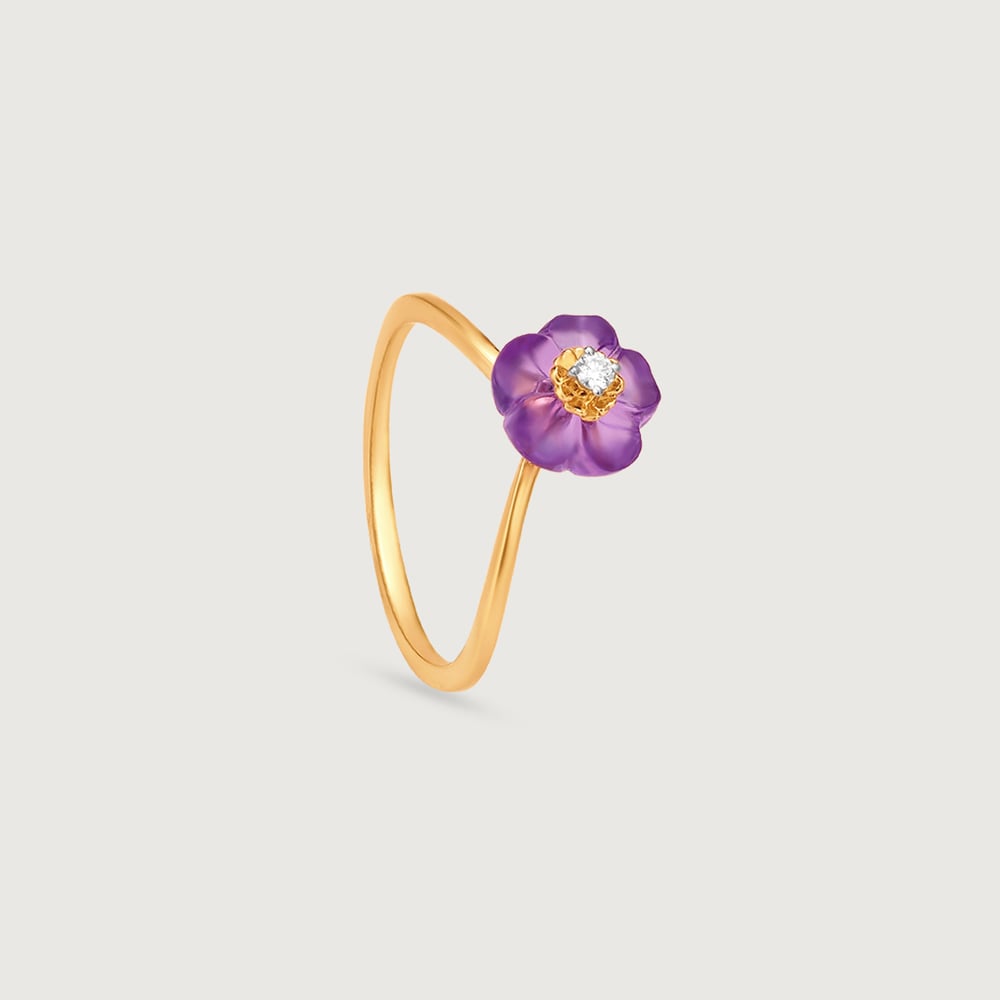 Floral Finesse Amethyst & Diamond Ring,,hi-res image number null