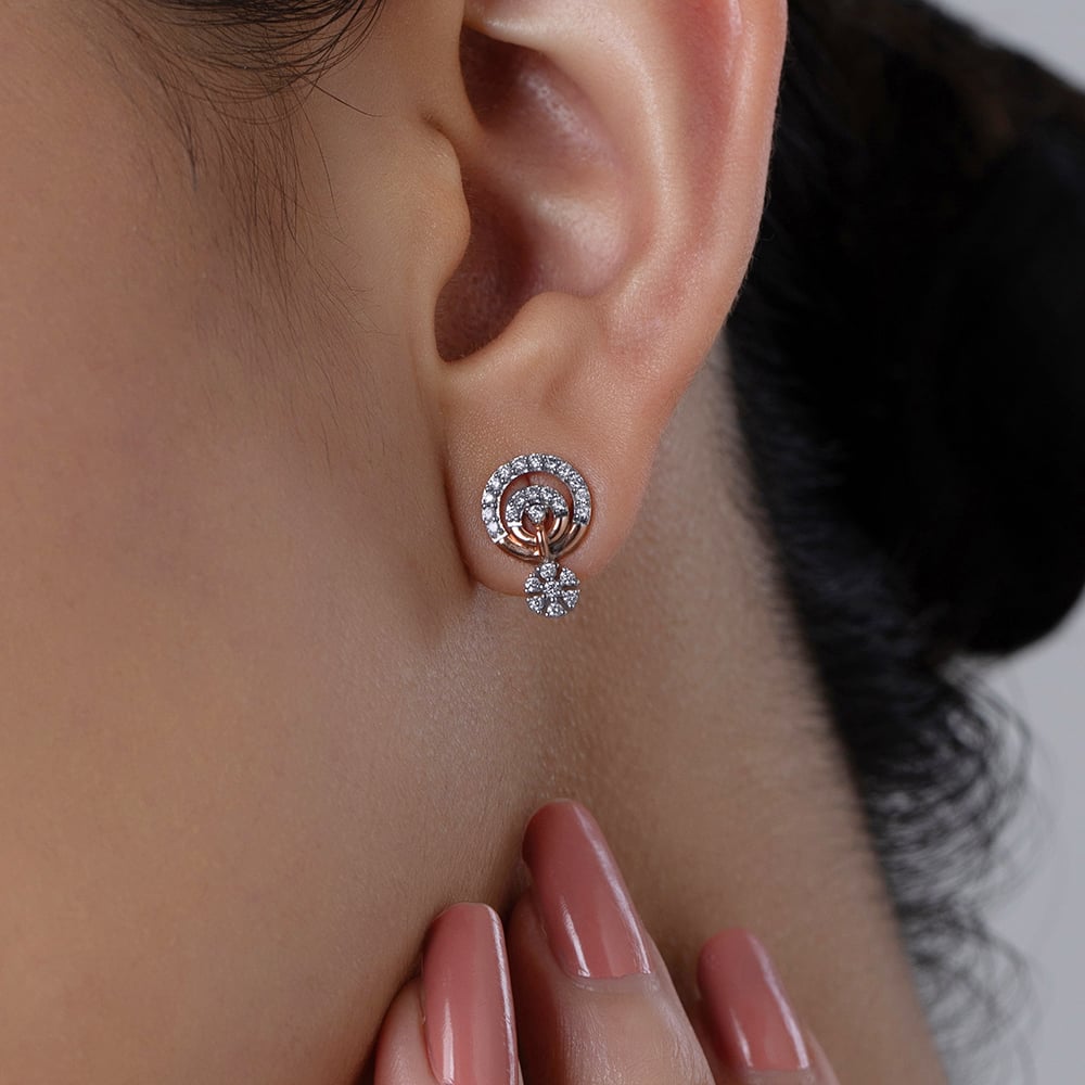 Radiant Cascade Gold & Diamond Stud Earrings,,hi-res image number null