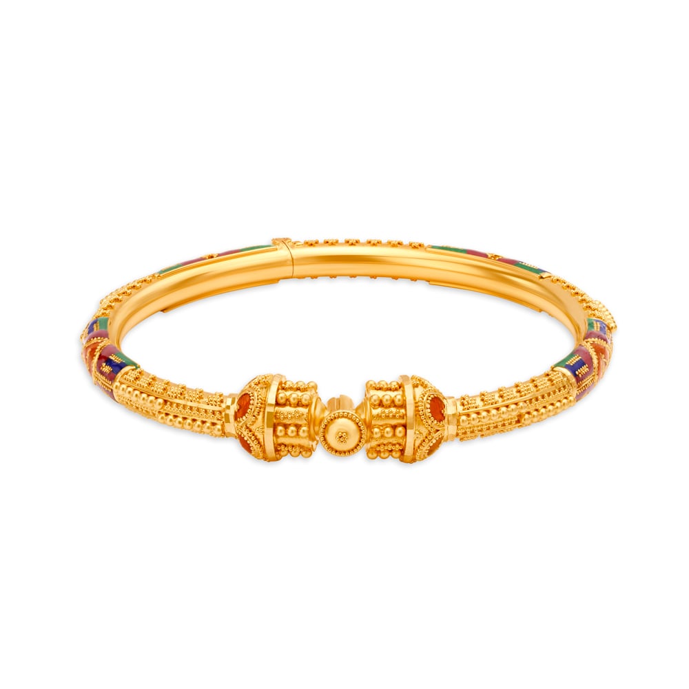 Striking 22 Karat Yellow Gold Beaded Bangle,,hi-res image number null