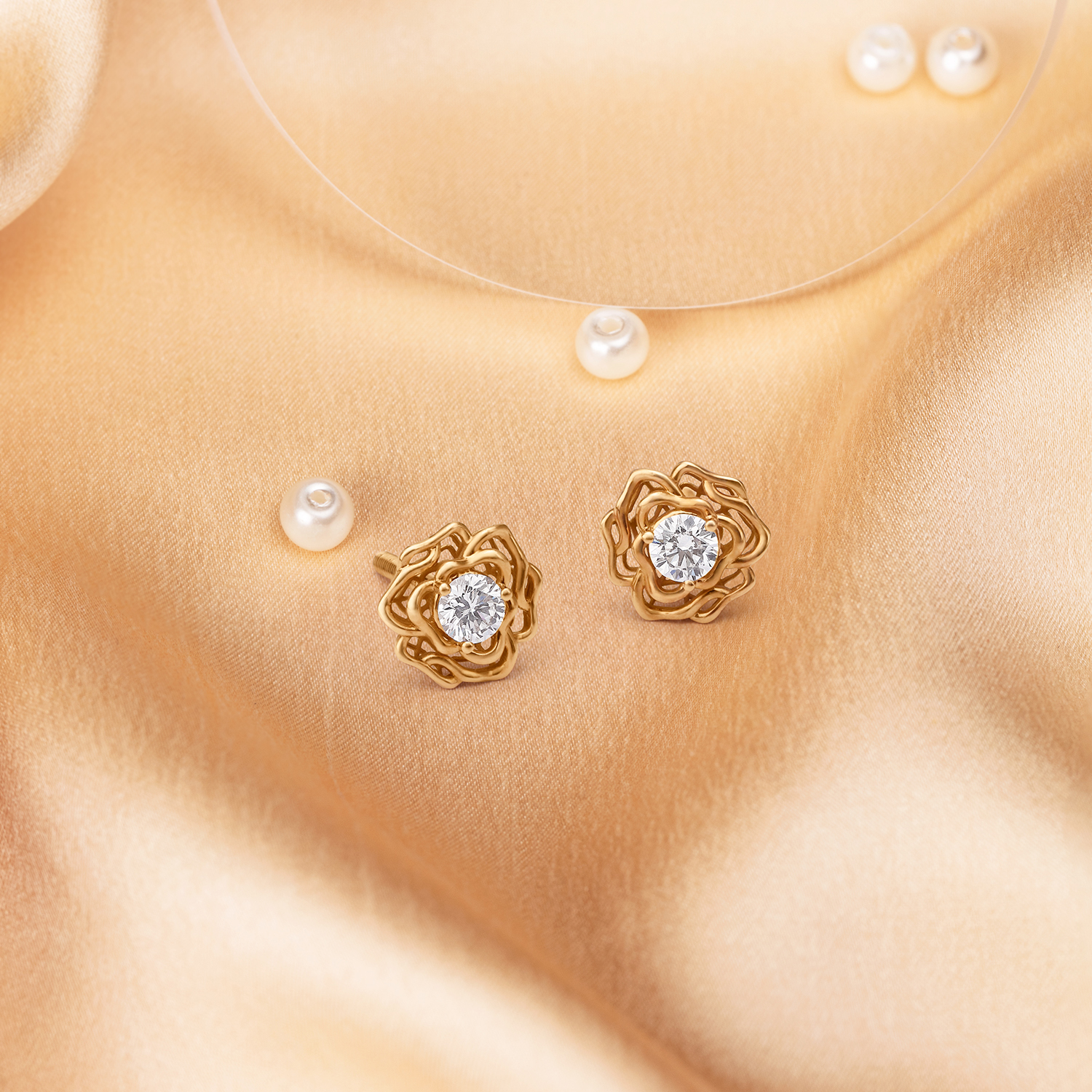 Mesmerizing Diamond Stud Earrings in Rose Gold