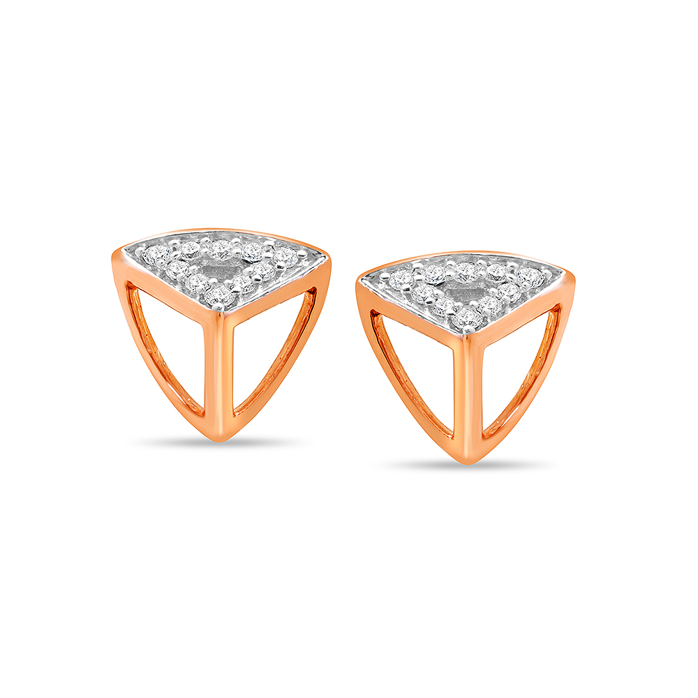 14kt White And Rose Gold Diamond Stud Earrings,,hi-res image number null