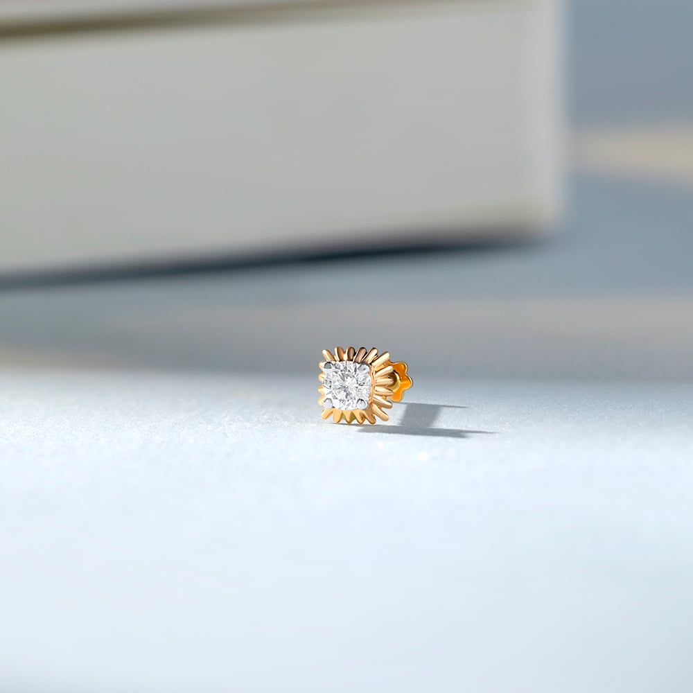 Crowning Glory Gold and Diamond Nose Pin,,hi-res image number null