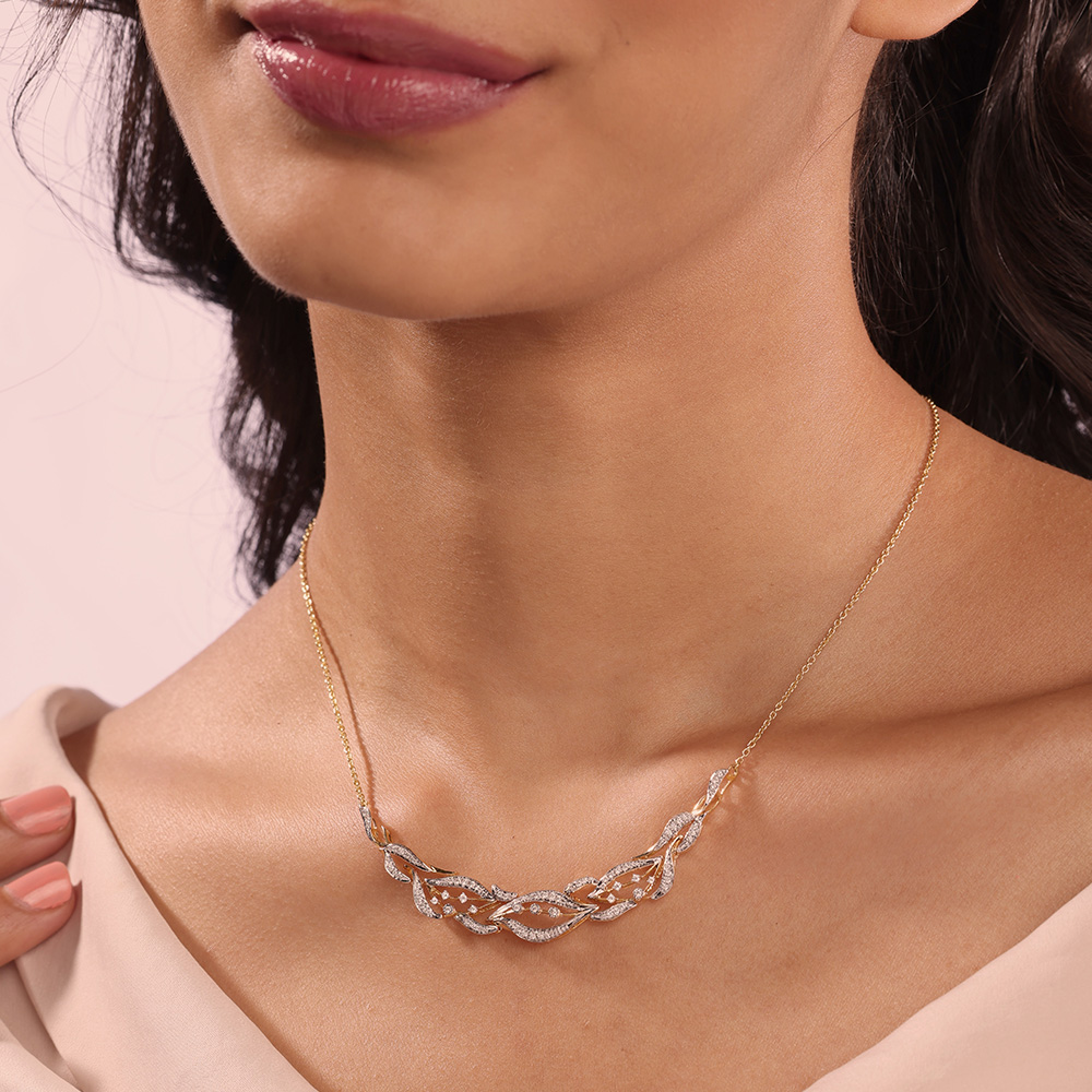 Rhythmic River 18 Kt Gold & Diamond Necklace,,hi-res image number null