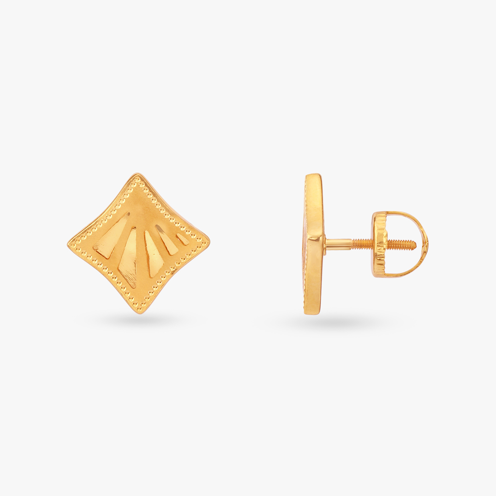 Geometric Gold Stud Earrings,,hi-res image number null