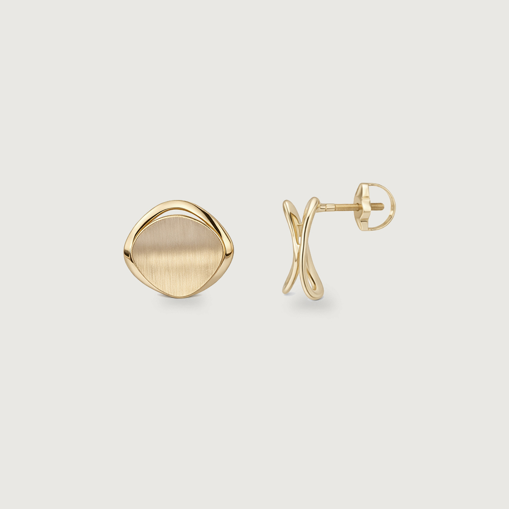 Modern Frame Disc Gold Stud Earrings,,hi-res image number null