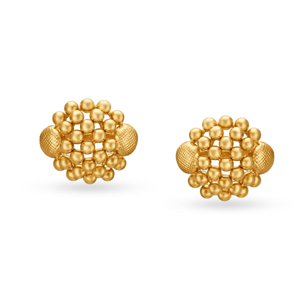 Striking Yellow Gold Beaded Necklace and Earrings Set,,hi-res image number null