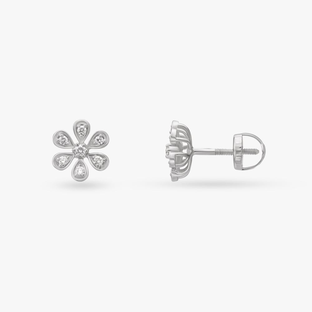 Bianca Floral Diamond Stud Earrings,,hi-res image number null