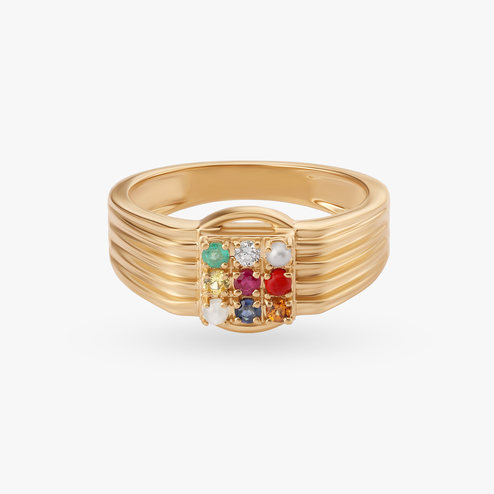 Sophisticated Allure Navaratna Ring For Men,,hi-res image number null