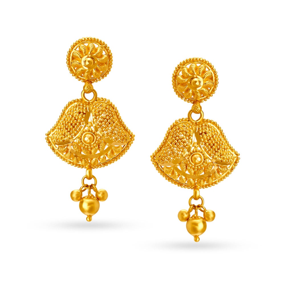 

Enthralling Quad Shape Gold Drop Earrings
