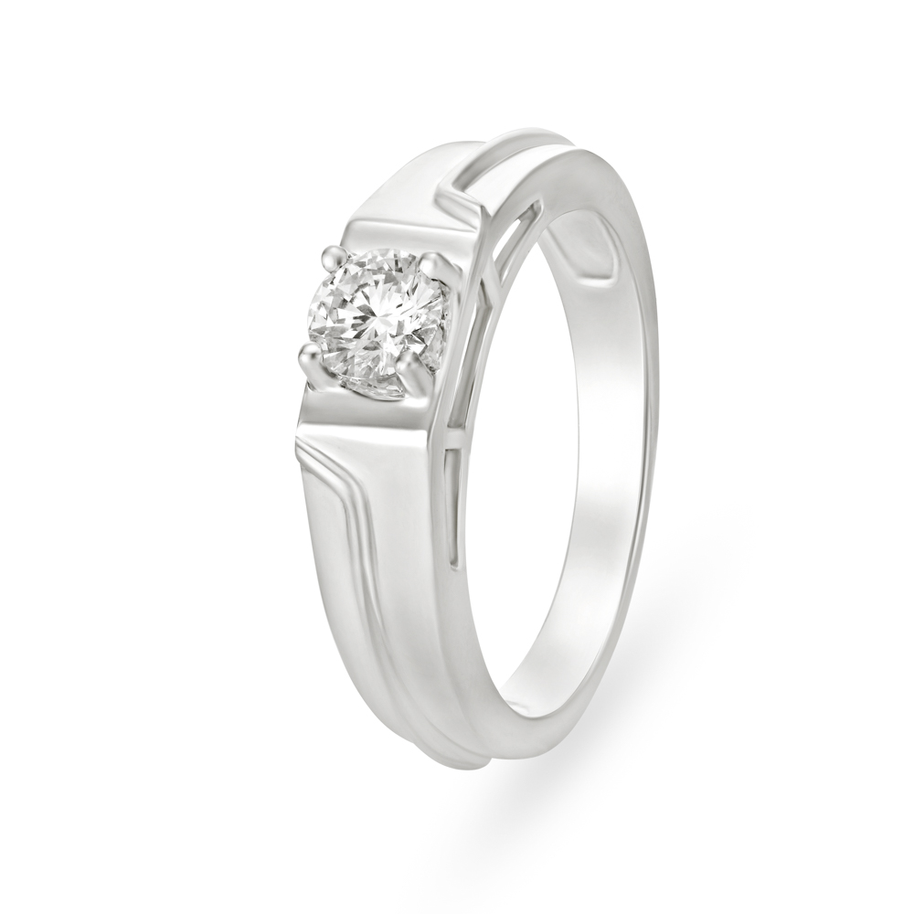 Band Pattern Platinum And Diamond Finger Ring For Men