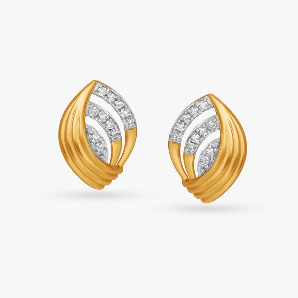 Dazzling Leaf Diamond Stud Earrings