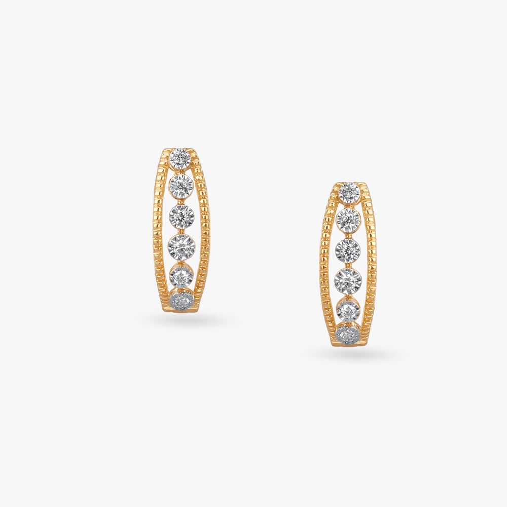 Graceful Frame Diamond Hoop Earrings,,hi-res image number null