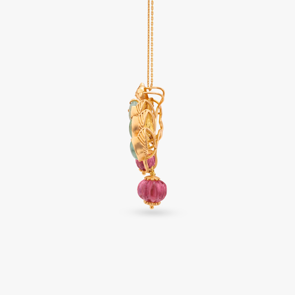 Perched Bloom Gold Pendant and Earrings Set,,hi-res image number null