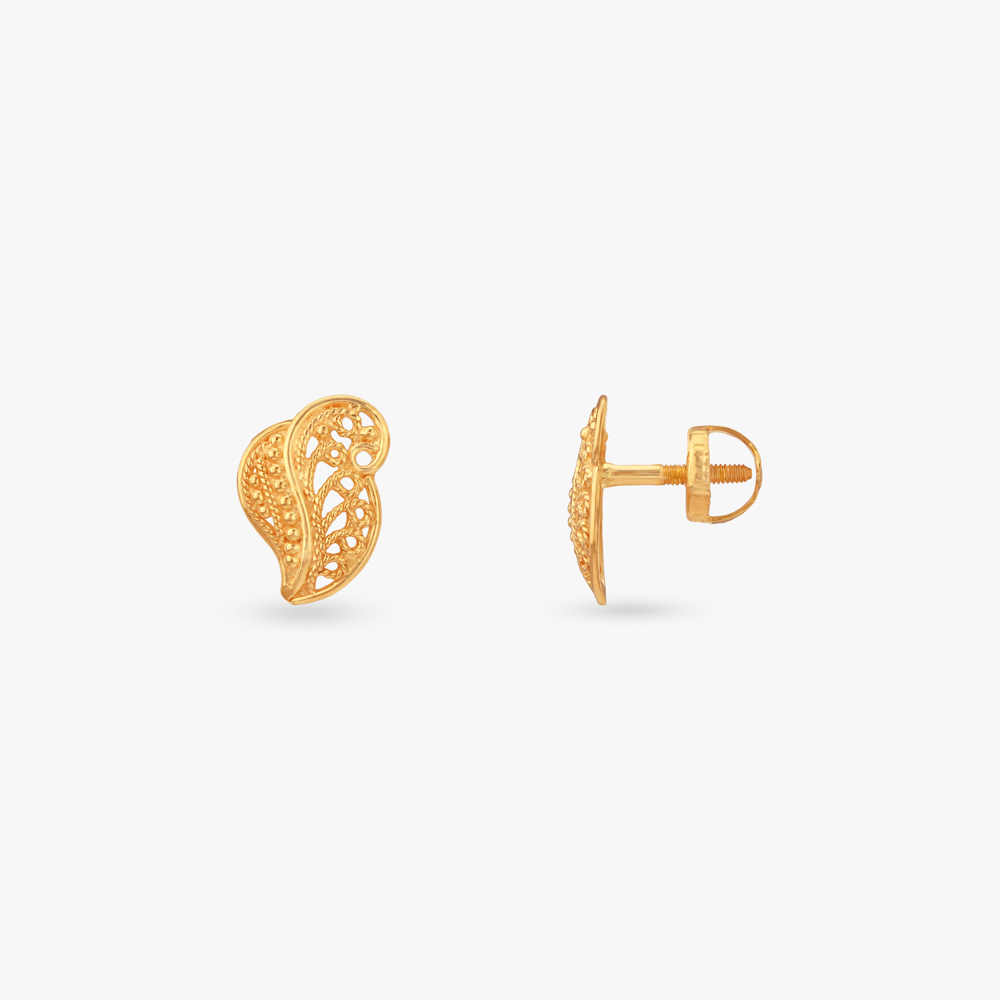 Curling Grace Gold Stud Earrings for Kids,,hi-res image number null