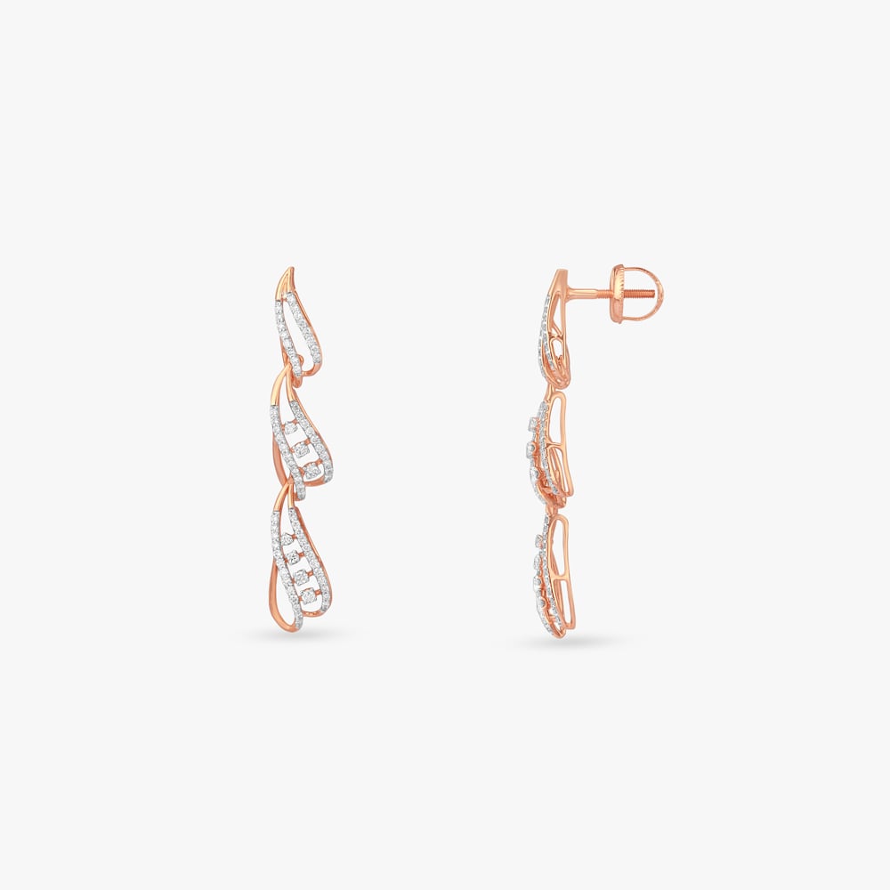 Feather Trail Diamond Drop Earrings,,hi-res image number null