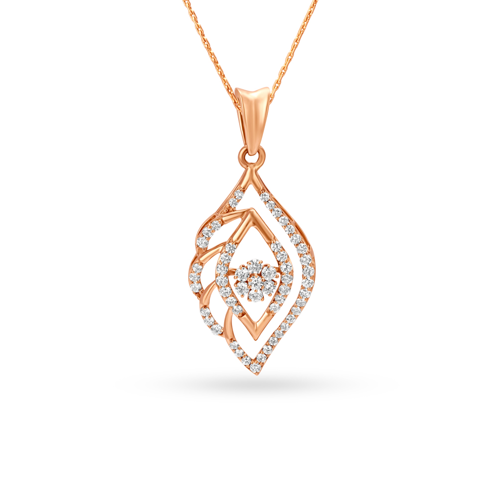 Modern Leaf Inspired Diamond Pendant,,hi-res image number null