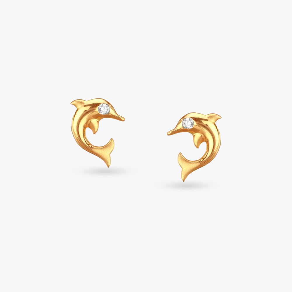 Sparkling Dolphins Diamond Pendant and Earrings Set for Kids,,hi-res image number null