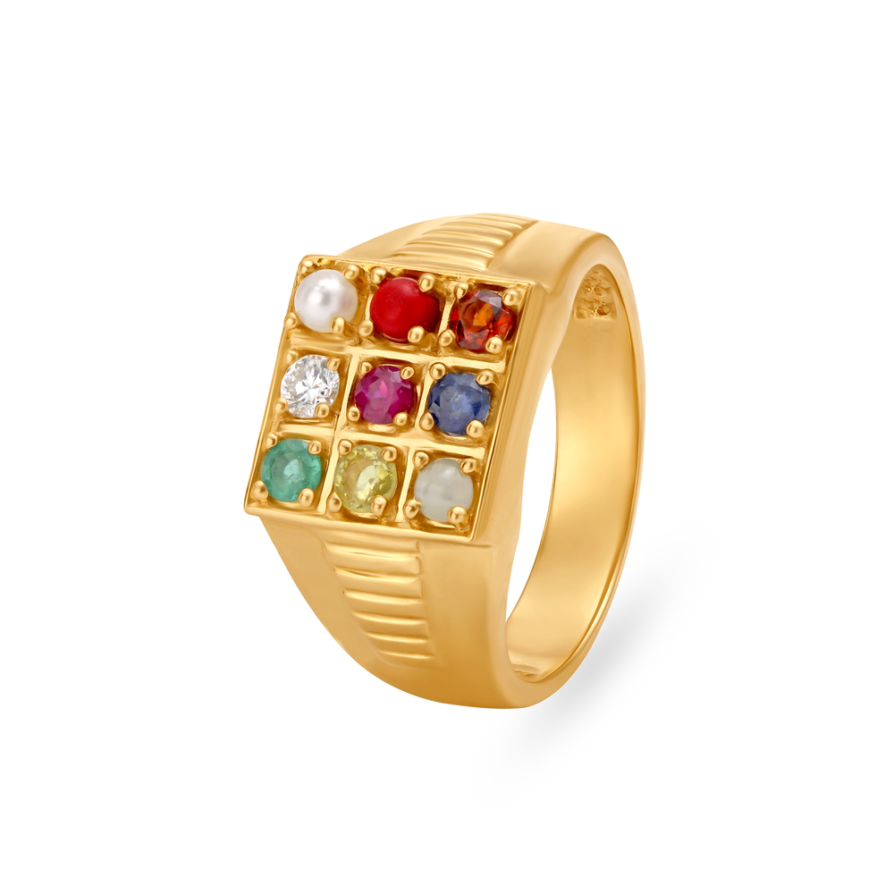 Vibrant Navaratnam Diamond Ring