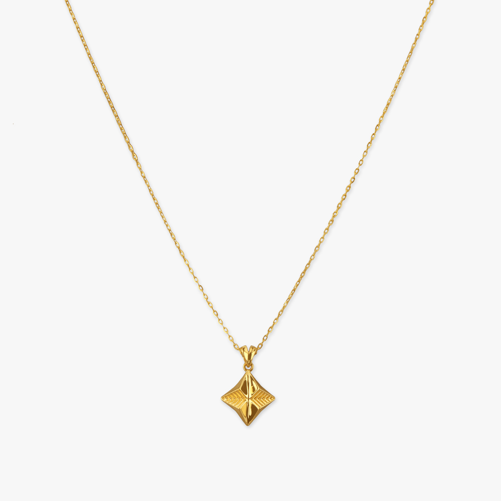 Facet Frame Gold Pendant with Chain,,hi-res image number null