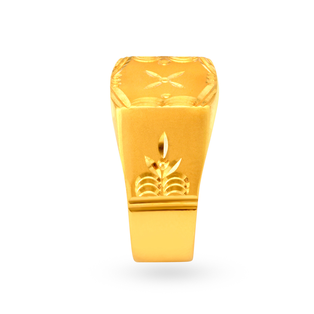 Geometric Embossed Gold Ring for Men,,hi-res image number null
