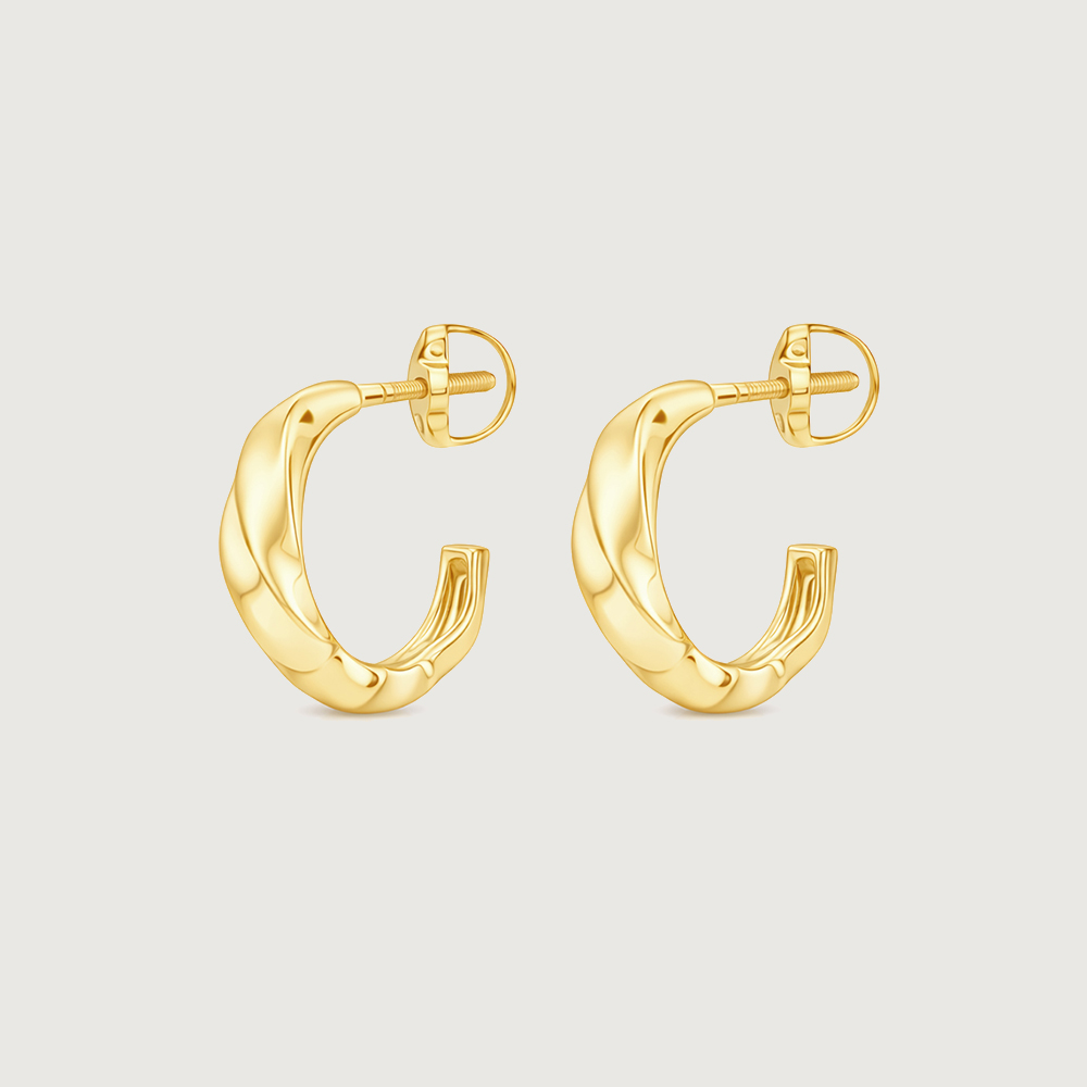 Sculpted Flow Gold Hoop Earrings,,hi-res image number null