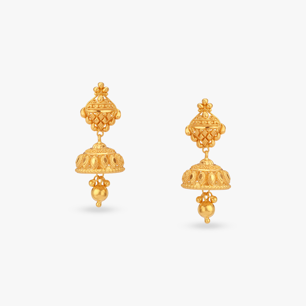 

Regal Dome Gold Jhumka Earrings