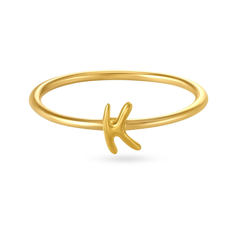 Letter K 14KT Yellow Gold Initial Ring,,hi-res image number null