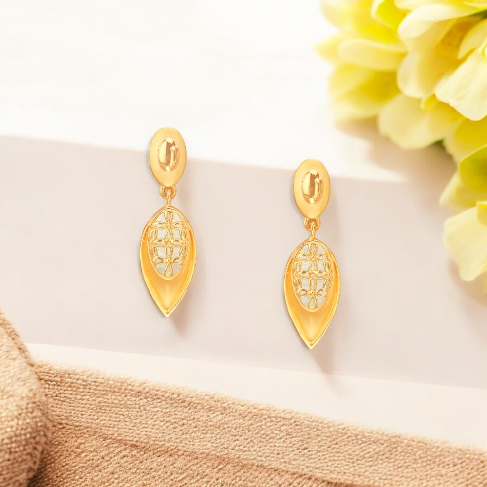 Golden Petal Gold Drop Earrings,,hi-res image number null