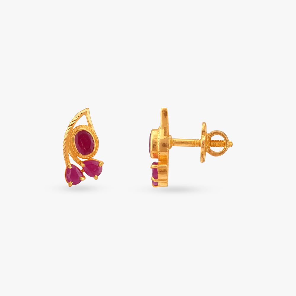 Graceful Layered Ruby Stud Earrings,,hi-res image number null