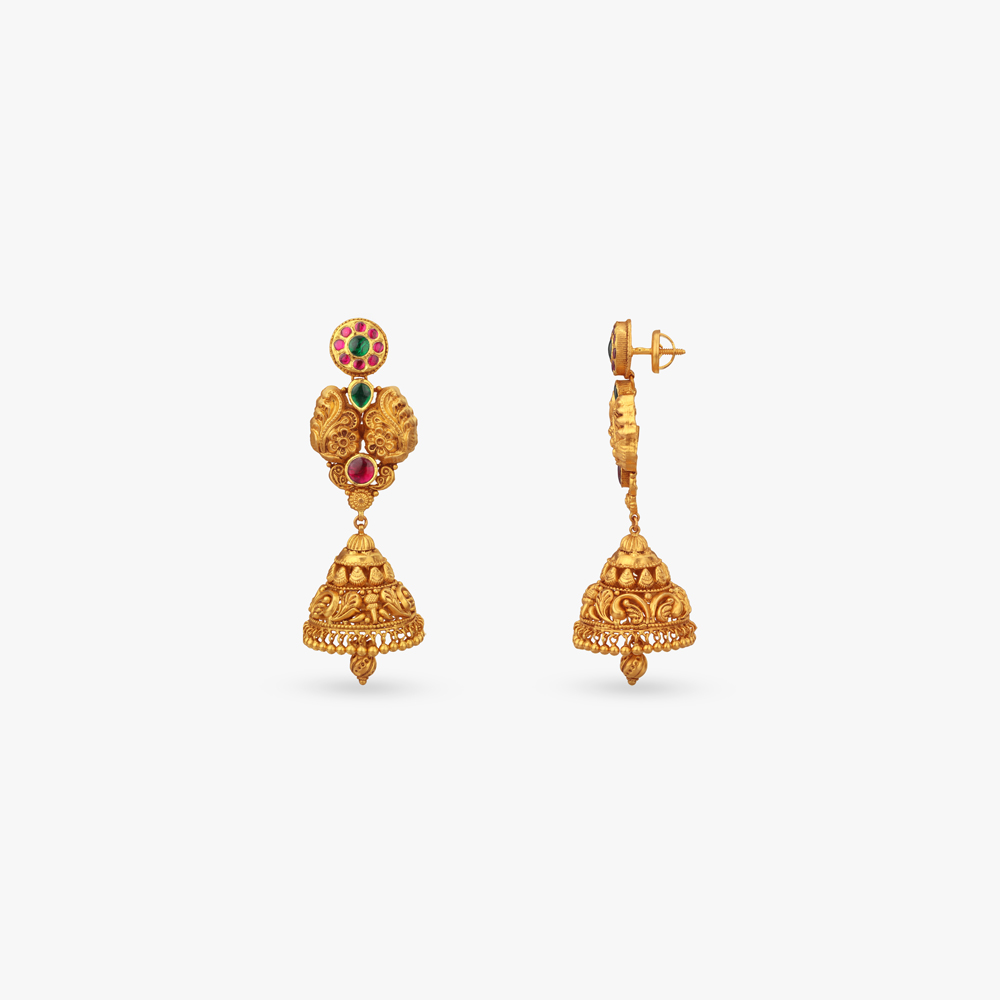 Paisley Floral Jhumka Earrings,,hi-res image number null