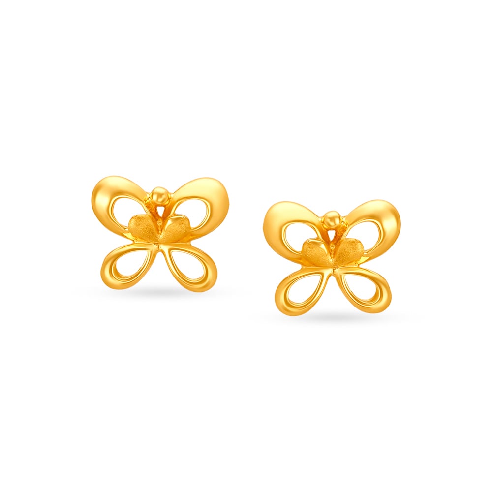 Contemporary Gold Butterfly Stud Earrings For Kids