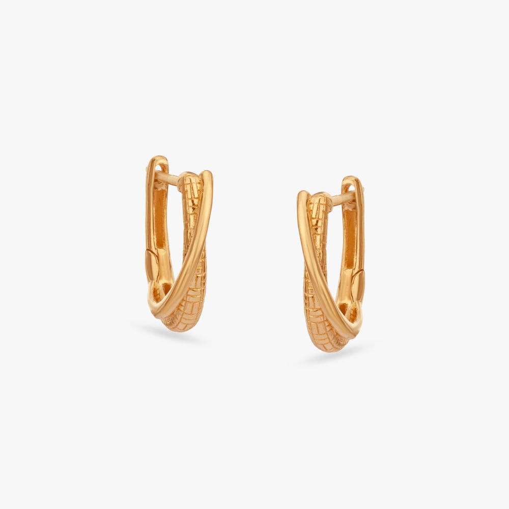

Patterned Twist Gold Hoop Earrings