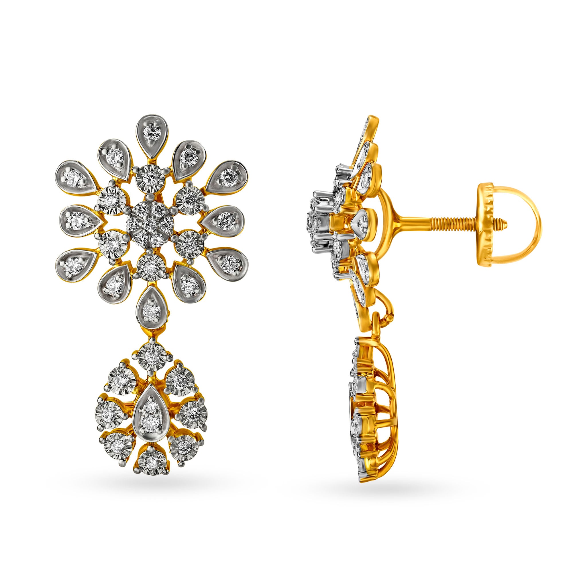 Luxurious Floral Diamond Drop Earrings,,hi-res image number null