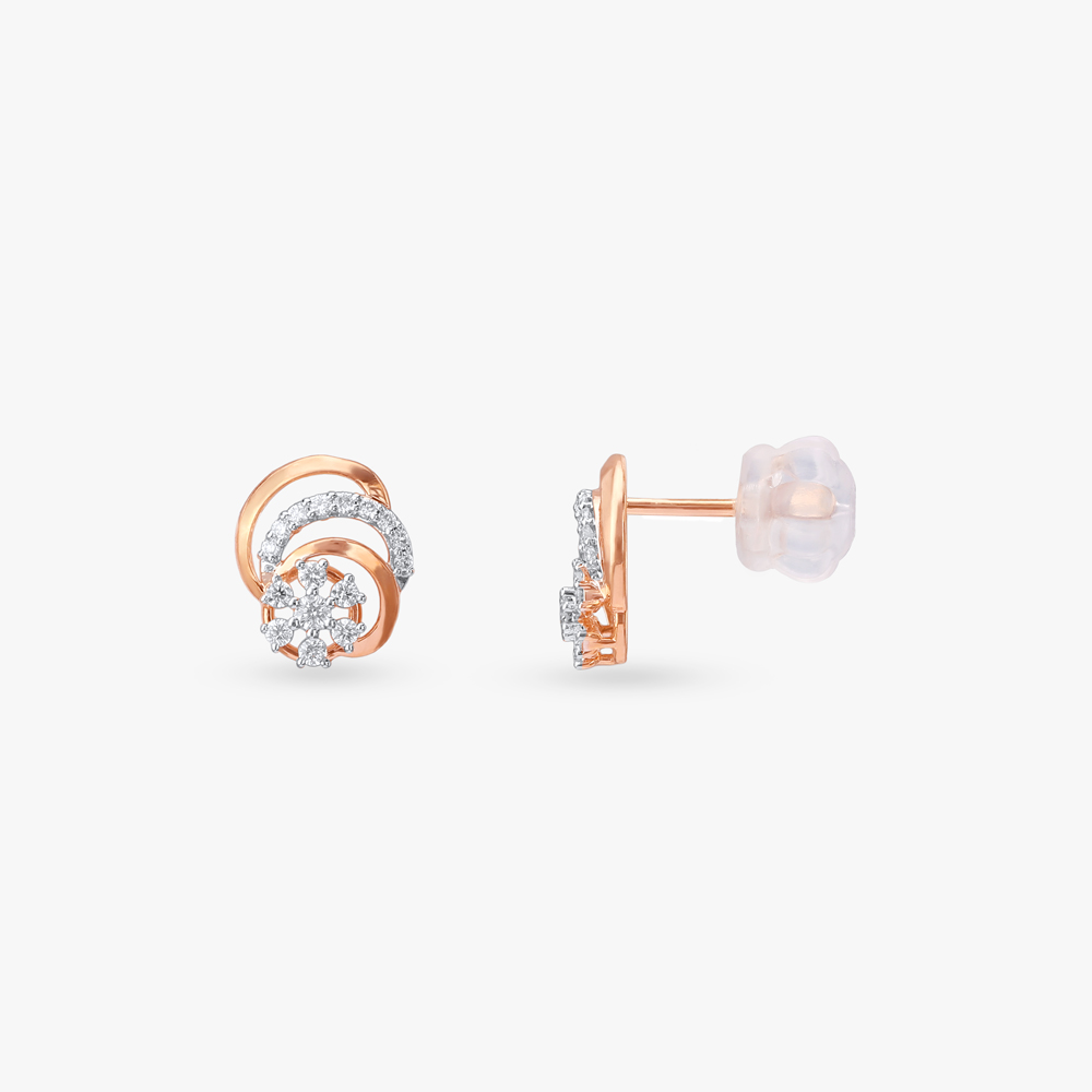 Rosette Twist Diamond Stud Earrings,,hi-res image number null