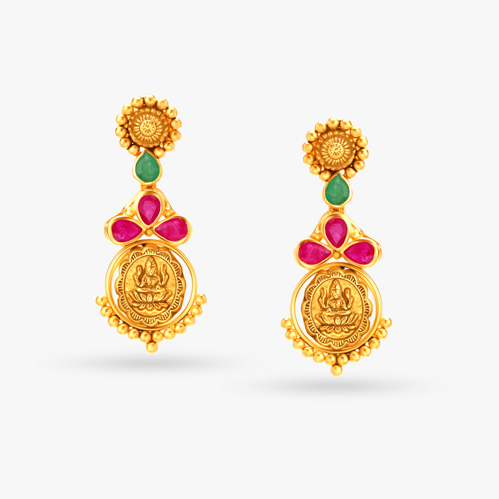 Shimmering Emerald and Rubies Drop Earrings,,hi-res image number null