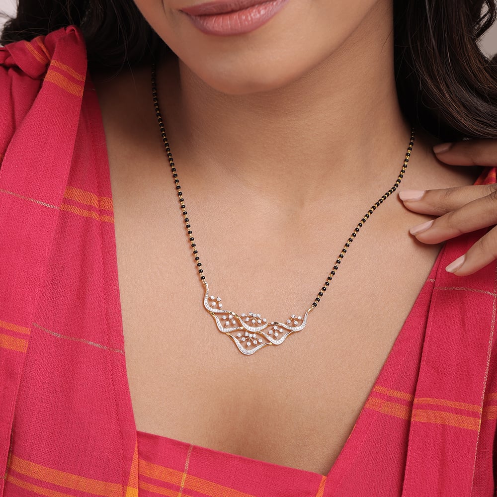 Radiant Heritage 14 Kt Gold and Diamond Mangalsutra,,hi-res image number null