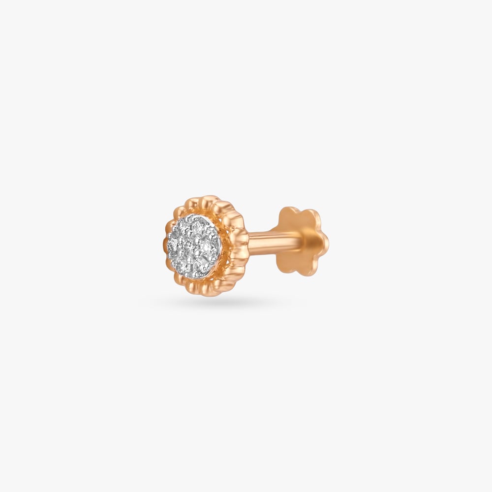 Ripple Halo Diamond Nose Pin,,hi-res image number null