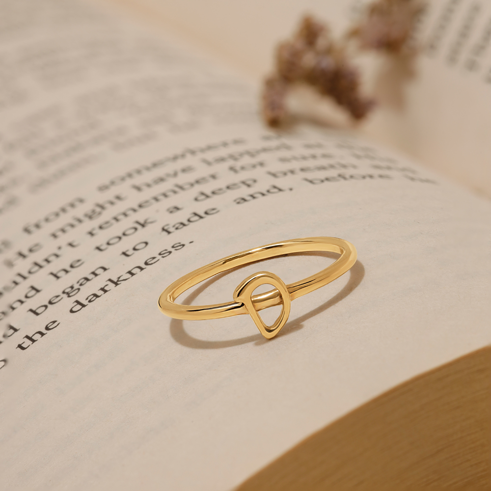 Letter D 14KT Yellow Gold Initial Ring,,hi-res image number null