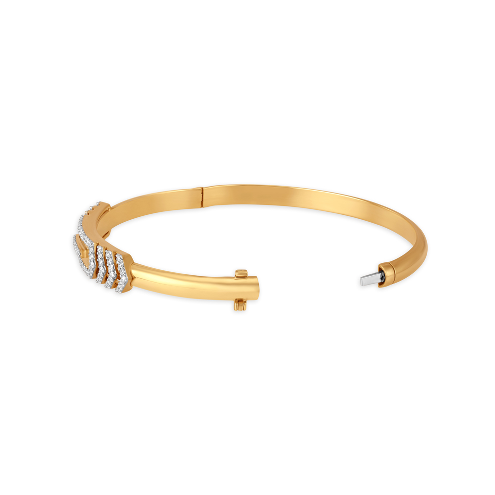 Pristine Gold and Diamond Openable Kada for men,,hi-res image number null
