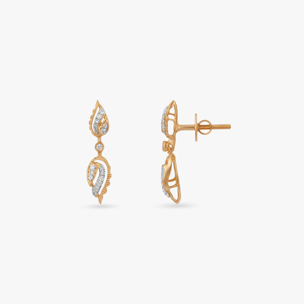 Leaf Trail Diamond Drop Earrings,,hi-res image number null