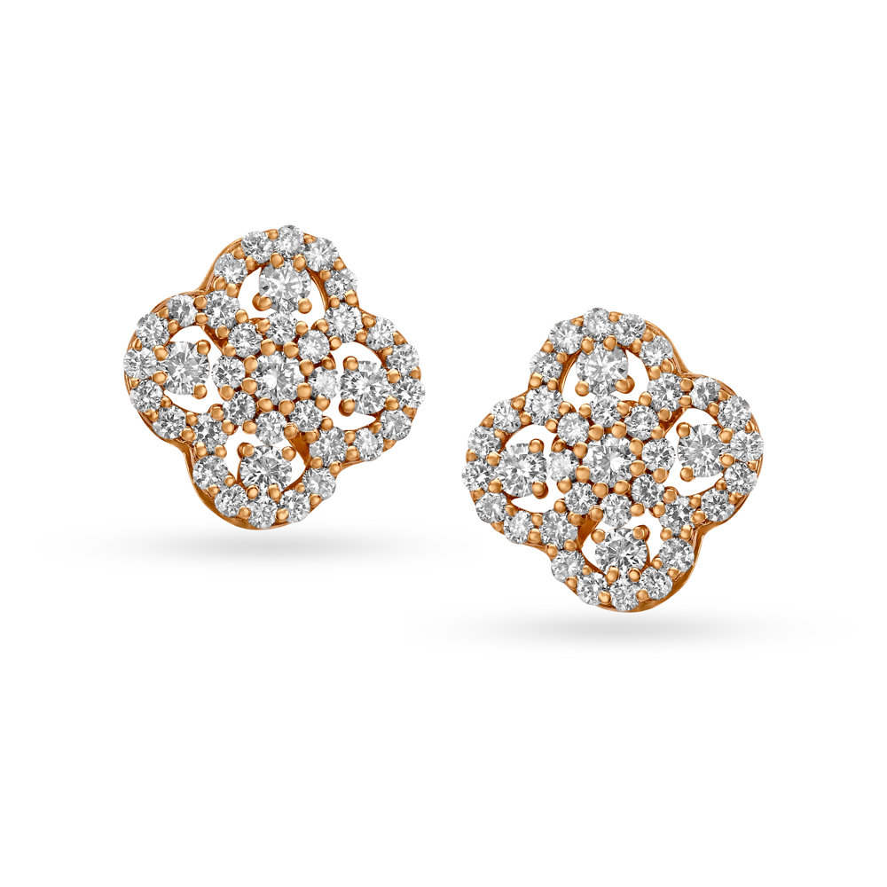 CLOVER MINI DIAMOND STUD EARRINGS