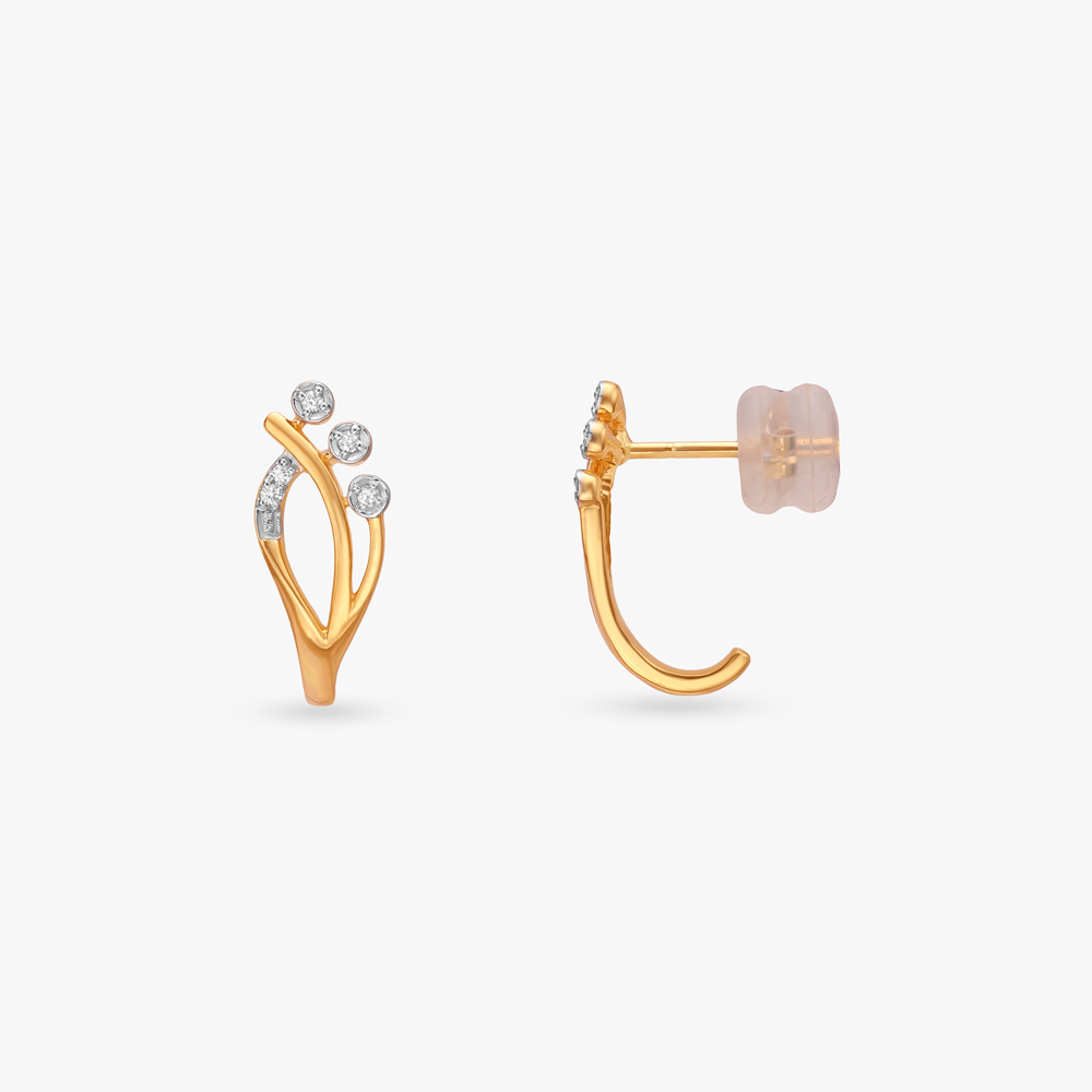 Blooming Branch Diamond Hoop Earrings,,hi-res image number null